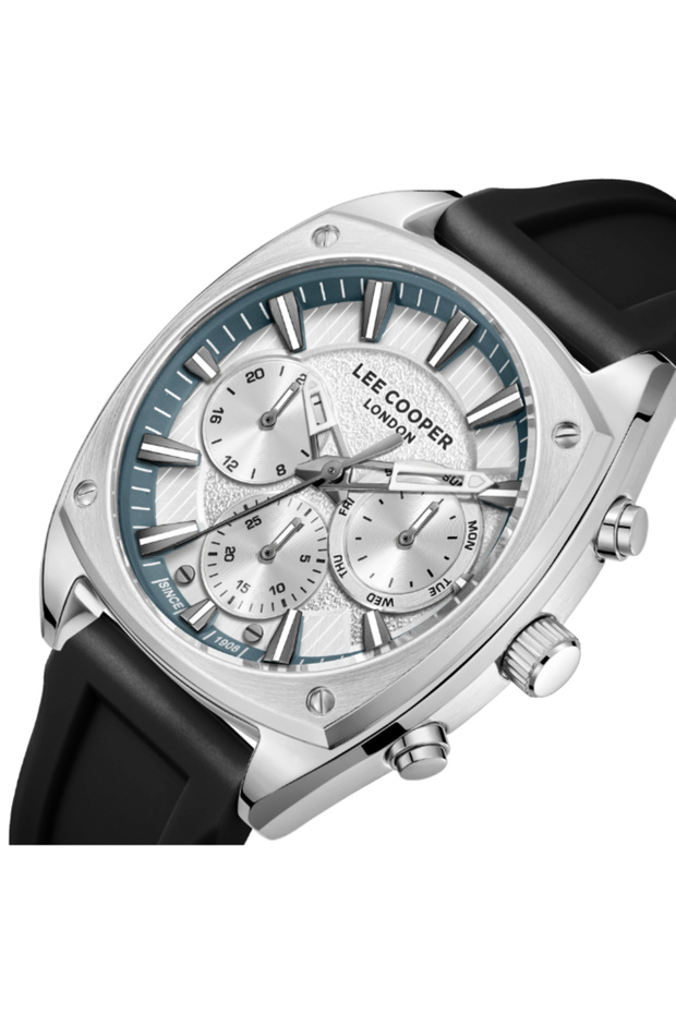 ساعة رجالية متعددة الوظائف بمينا فضي - LC08237.331 - 4