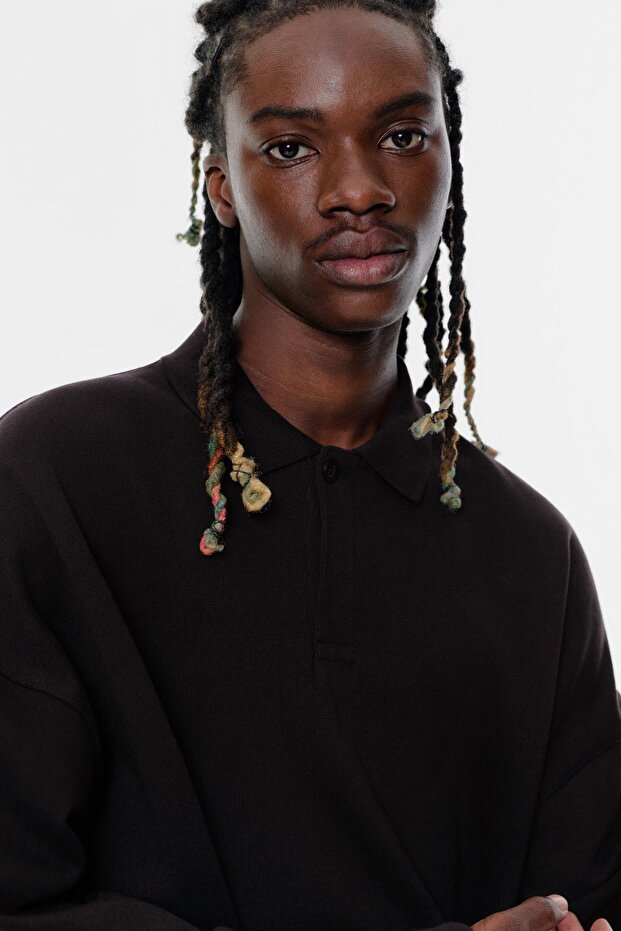 Crop polo yaka sweatshirt - 6