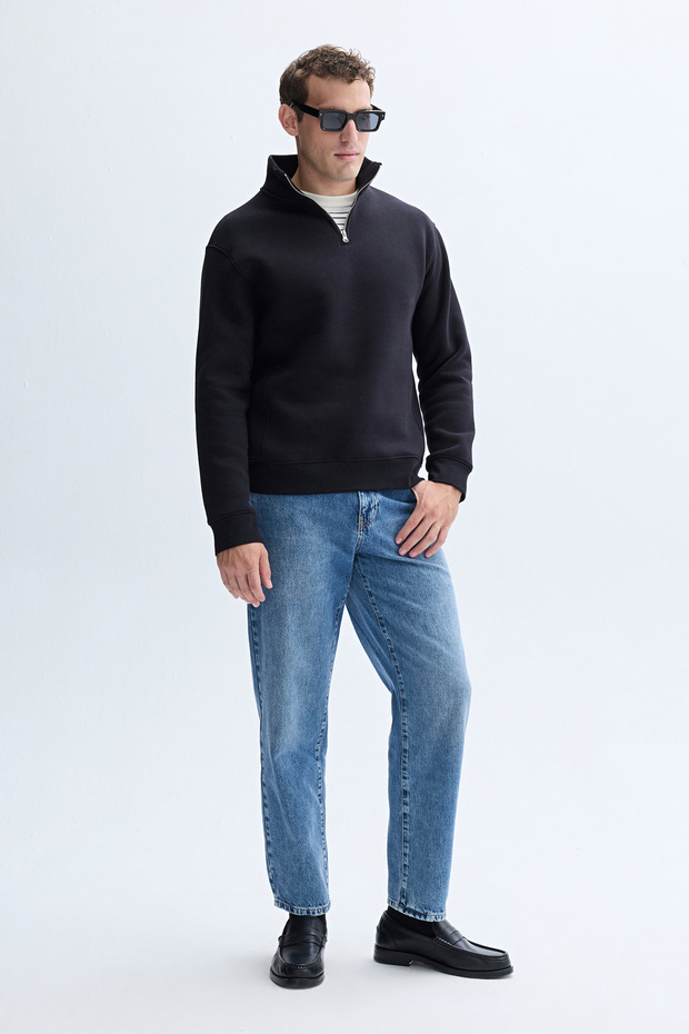 FERMUARLI DİK YAKA SWEATSHIRT - 3