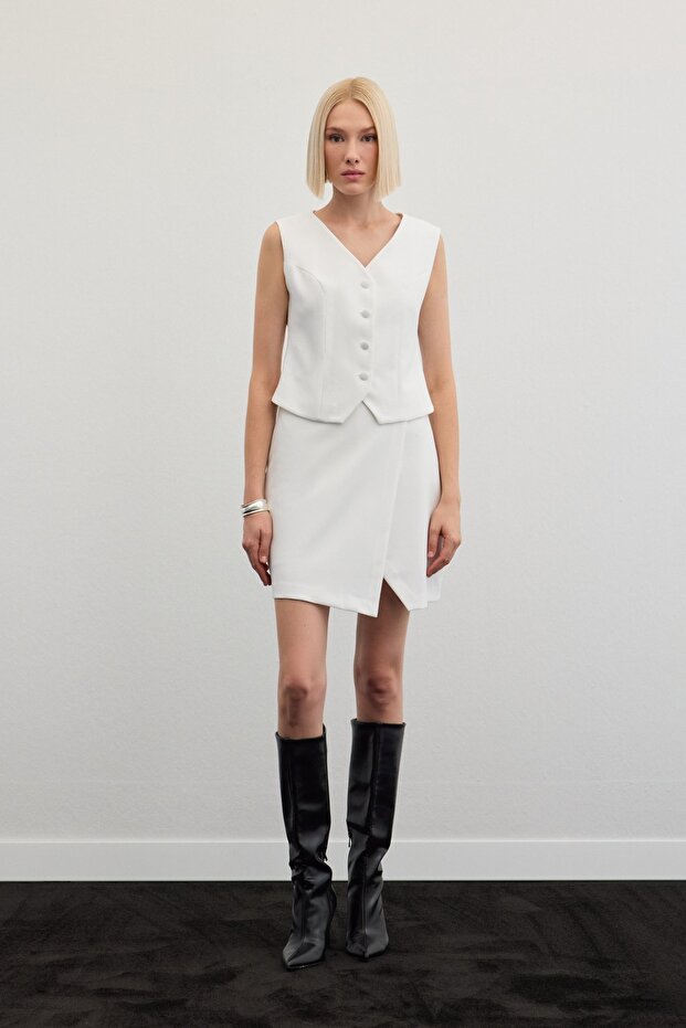 Şort Etek - Ekru - 2