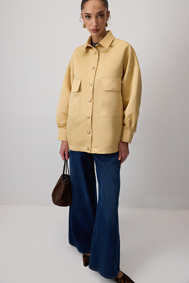 Drawstring Satin Oversize Jacket - 3