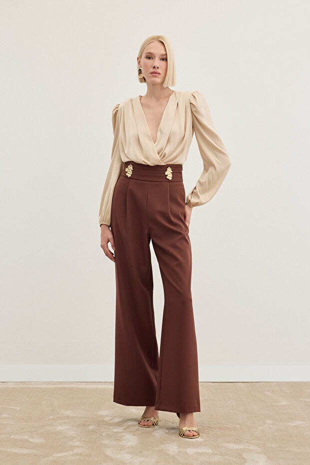 Pants with Waist Accessories - Brown