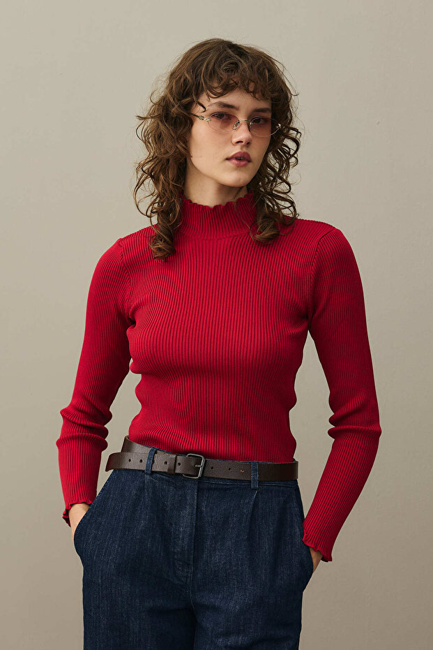 Fitilli Basic Kazak Kırmızı - 6