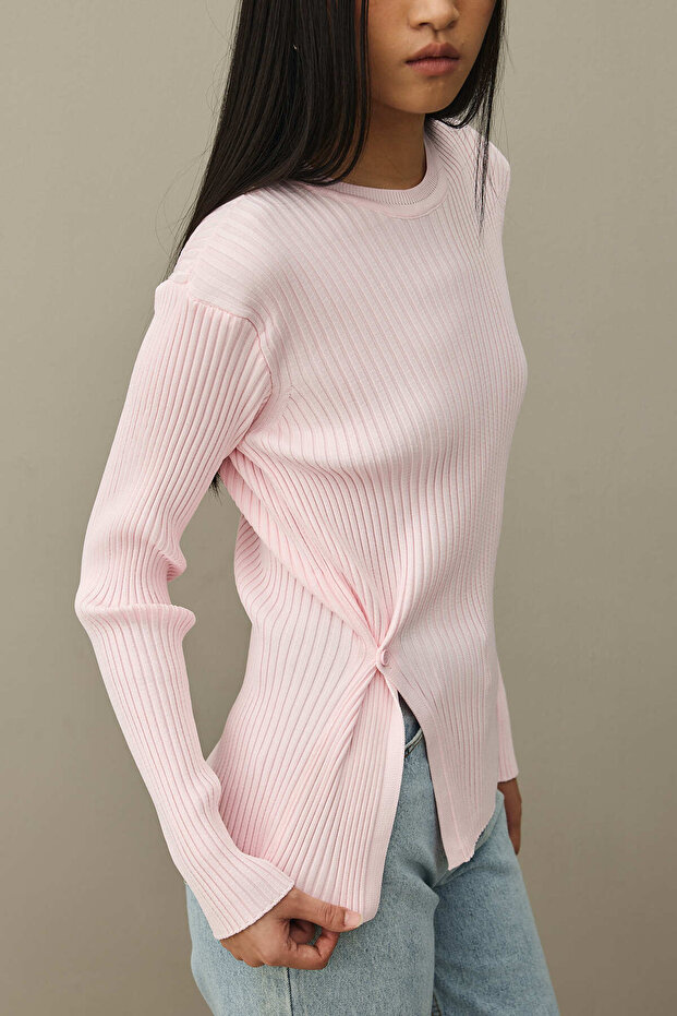 Yırtmaçlı Basic Kazak Pembe - 4