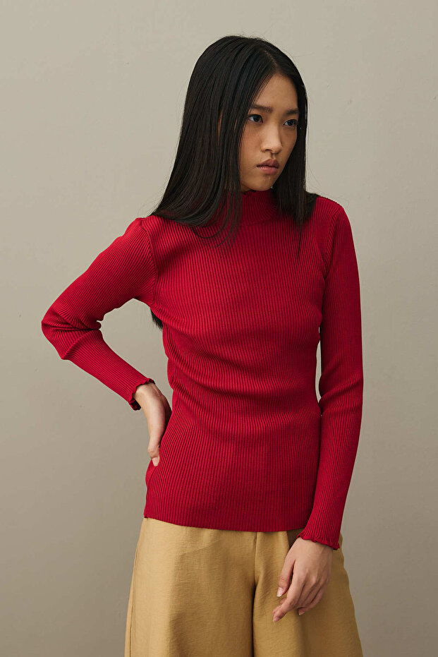 Fitilli Basic Kazak Kırmızı - 3