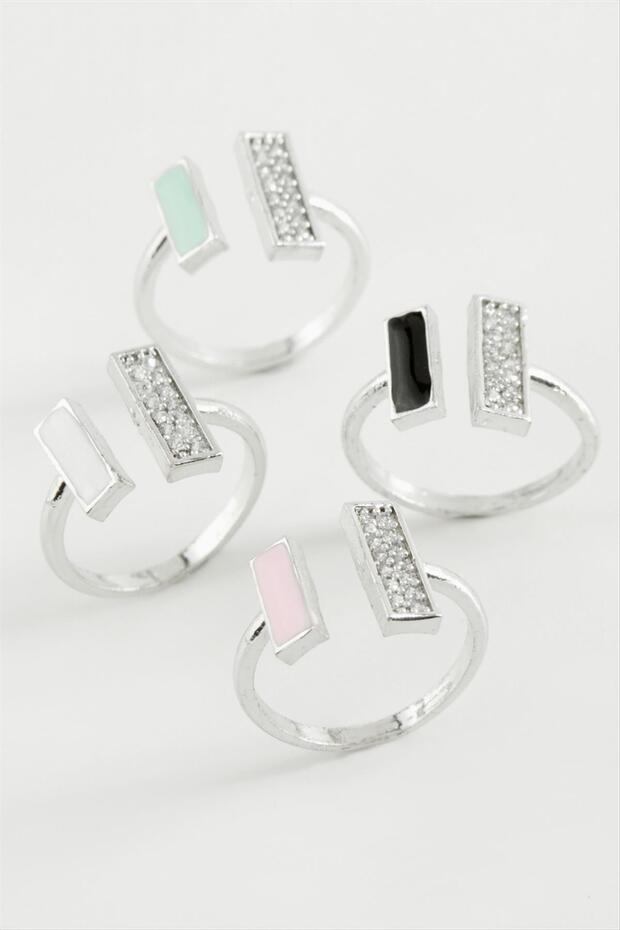 Rectangular stone enamel joint ring