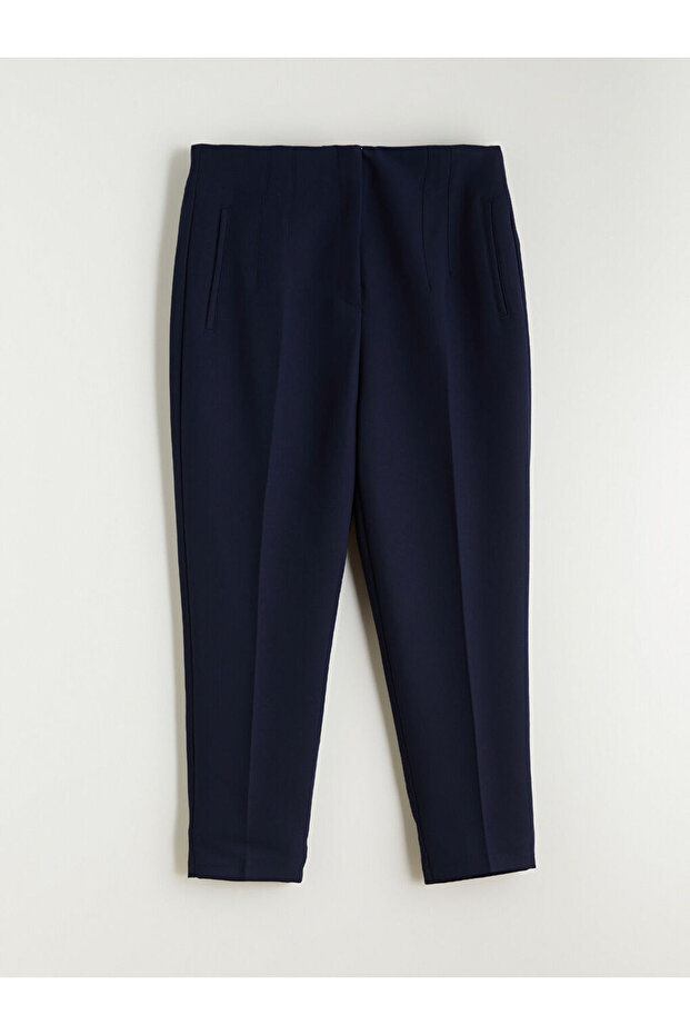 Navy Blue Carrot Cut Women's Trousers