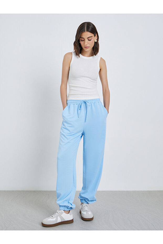 Blue Relaxed Fit Cuffed Joggers