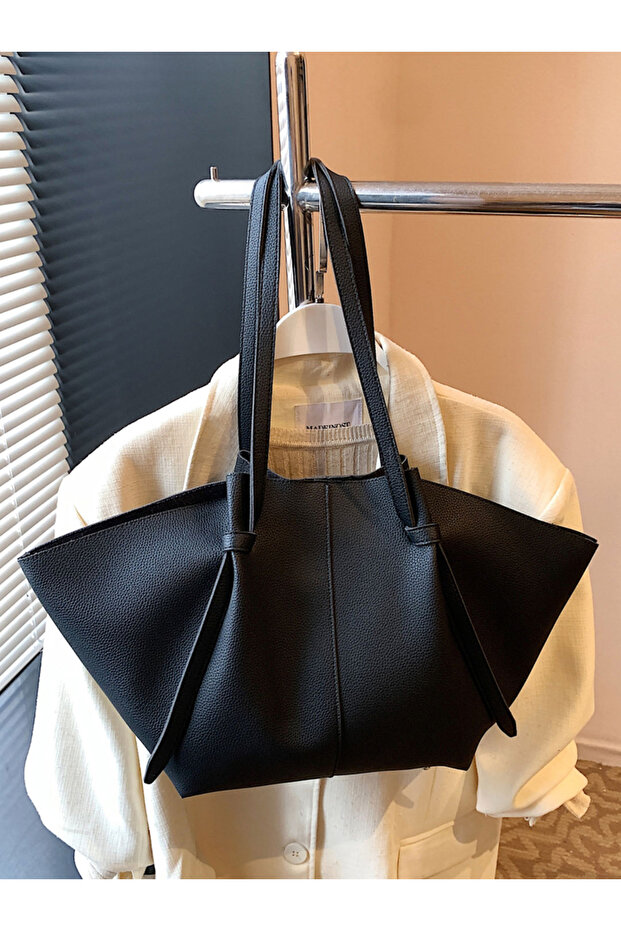 Solid Double Strap Shoulder Bag With Purse set - 4