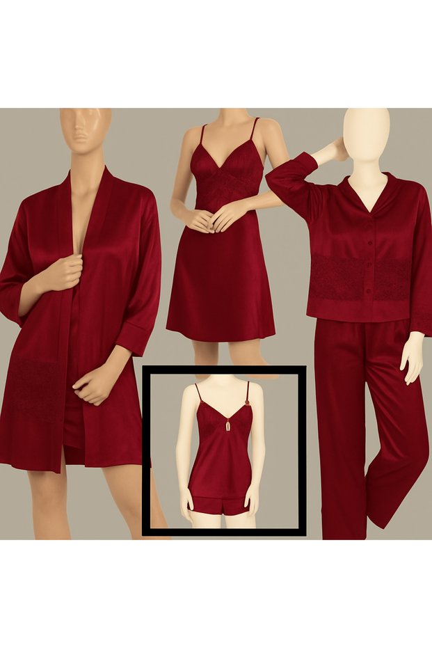 Dowry Gift 6-Piece Pajama Set Satin Nightgown Robe Set