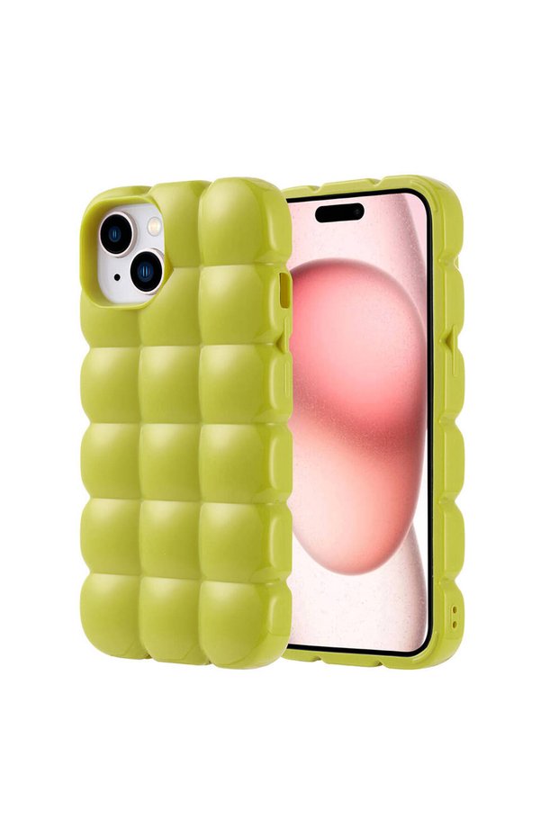 iPhone 15 Case Glossy Flexible Silicone Shrp Dom Dom Cover - Green