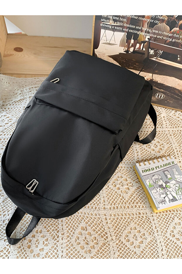 Solid Zip Closure Backpack - 6