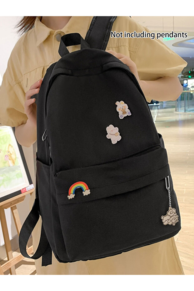 Solid Zip Closure Backpack - 4