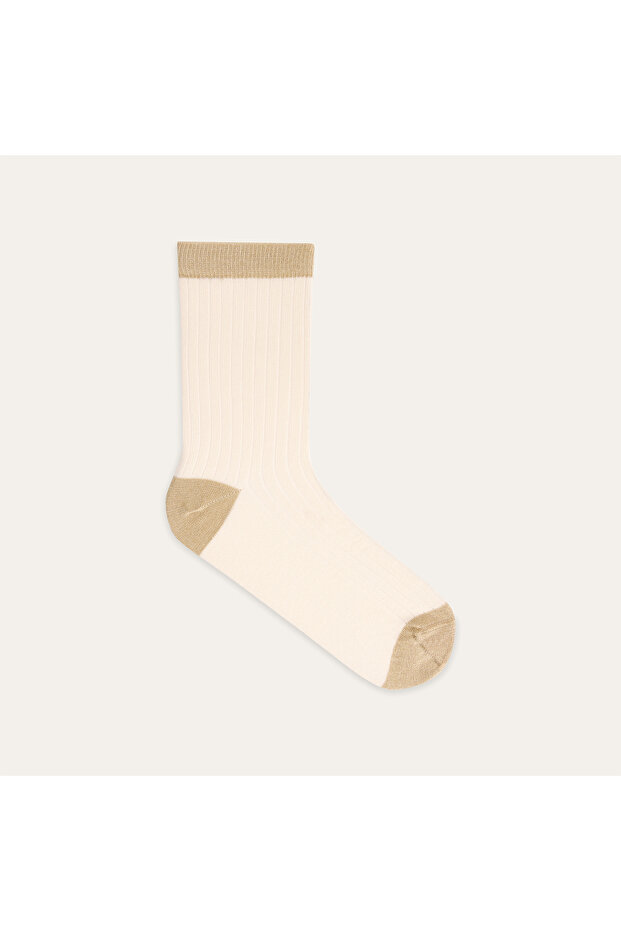 Women's Ecru Color Block Socks