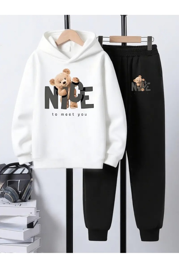 Printed Hooded Sweatshirt and Trackpants Set