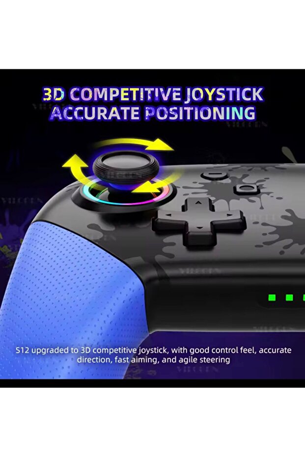 Switch Ns Pro Controller Uyumlu RGB Işıklı Gamepad – PC / Android / iOS S12 MODEL - 3
