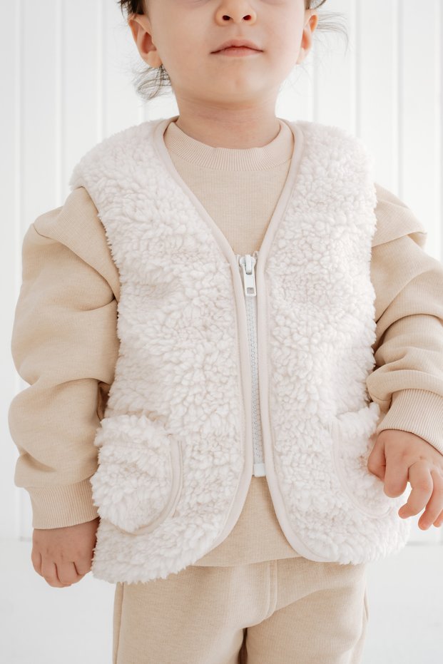 Teddy Plush Children's Baby Vest - Cream