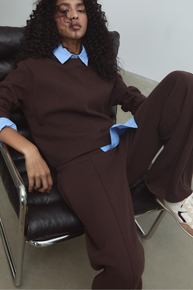 Bisiklet Yaka Örme Tişört - 1