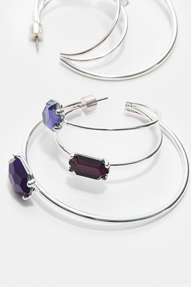 Büyük Boy Halka Mücevher Küpeler - 3