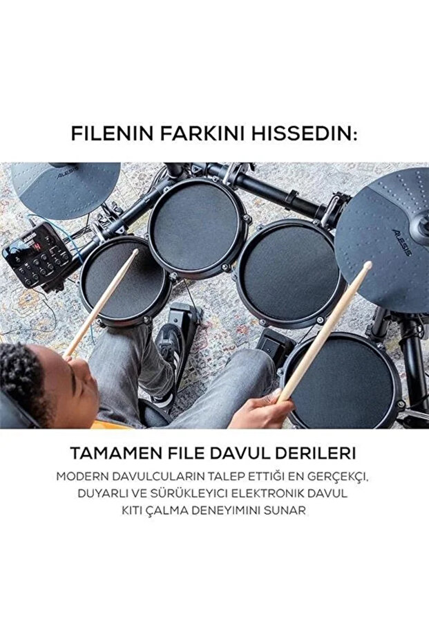 Alesis Drums Turbo Mesh Kit Bundle - Complete Electric Drum Kit with Mesh Drum Pads, Drum Sticks - 2