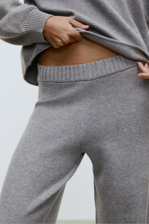 Geniş, Uzun Örme Pantolon - 3