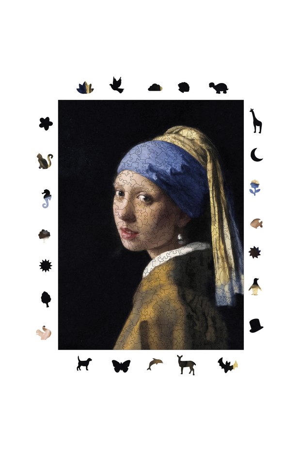 Wooden Puzzle - Girl with Pearl Earring - 450 Pieces, 29X39 cm