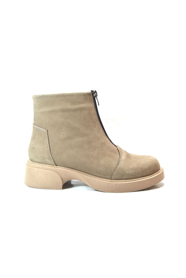 101809 Genuine Leather Zippered Thick Heel Casual Women's Boots