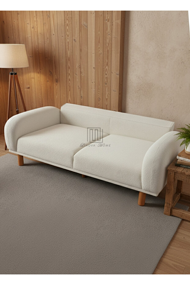 Bouclé Bohem Model Koltuk Takımı 3+3+1+1 Ekru Renk - 6