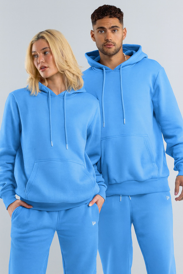 Unisex Basic Plain Oversize Hooded 3 Thread Comfortable Tracksuit Set with Kangaroo Pocket - 1