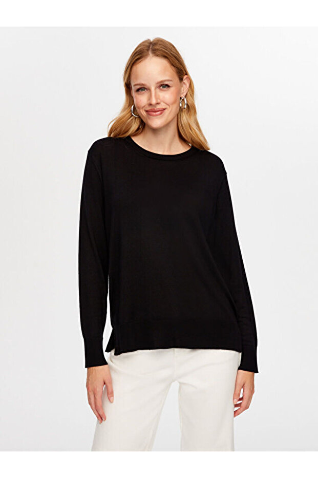 Bisiklet Yaka Basic Triko Bluz W26TRB021 - 2