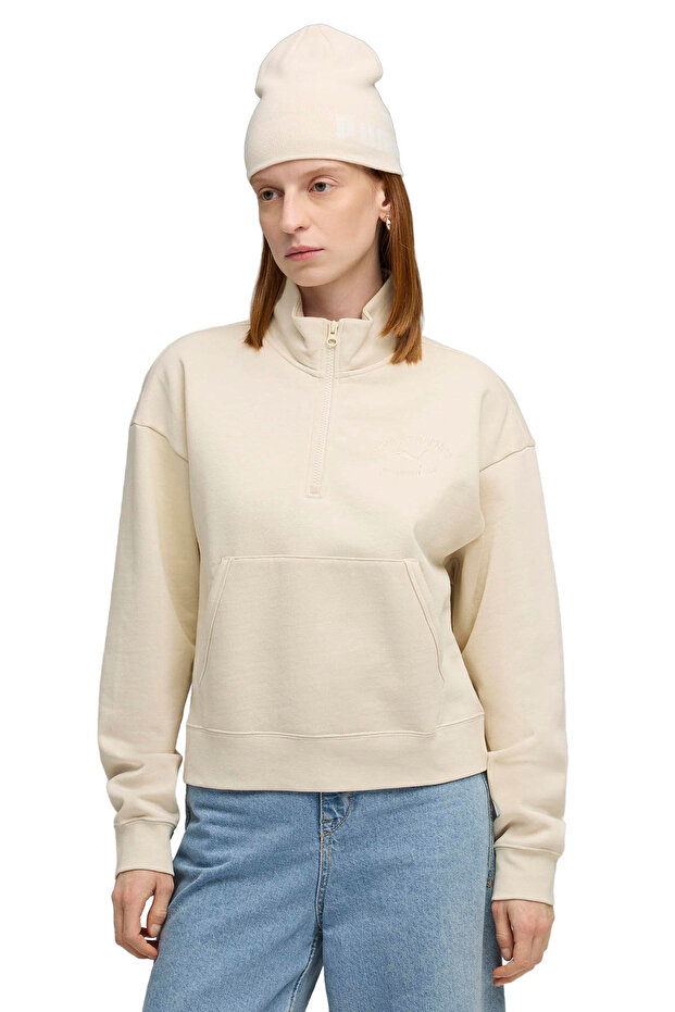 Class Comfort Half-Z Cream Women's Sweatshirt