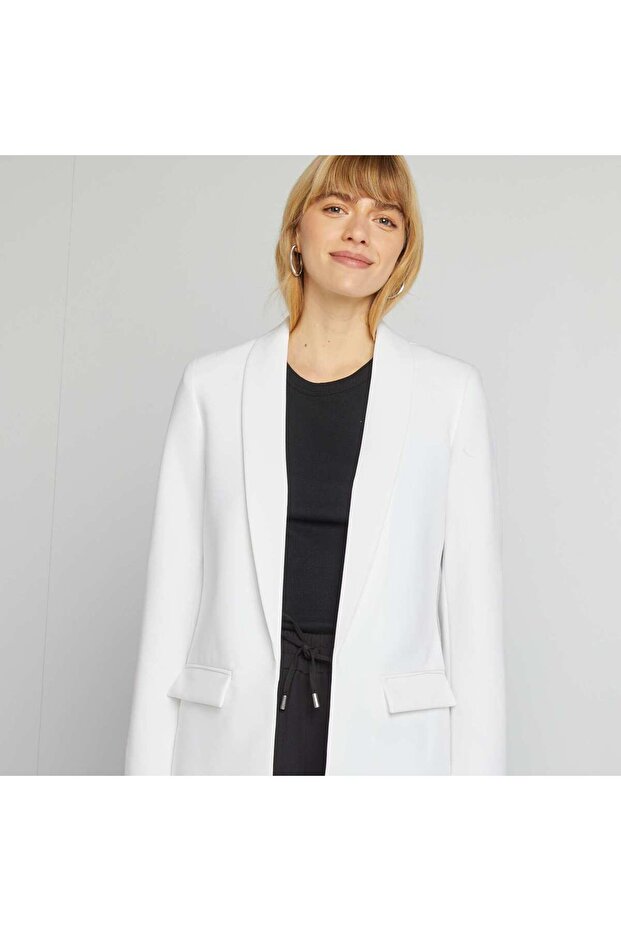 بليزر متوسط الطول باللون الأبيض - 4