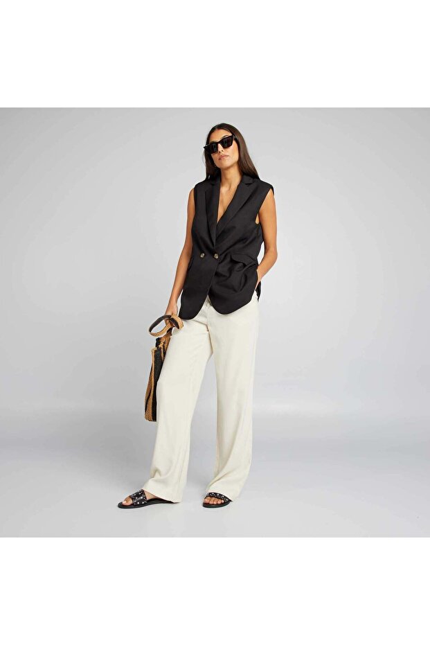 Sleeveless mid-length blazer black