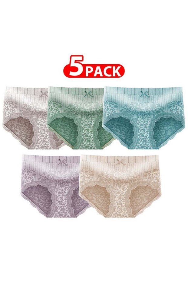 5 Packs Women's XL Size Lace Panties with High Waist Comfortable and Stylish Underwear
