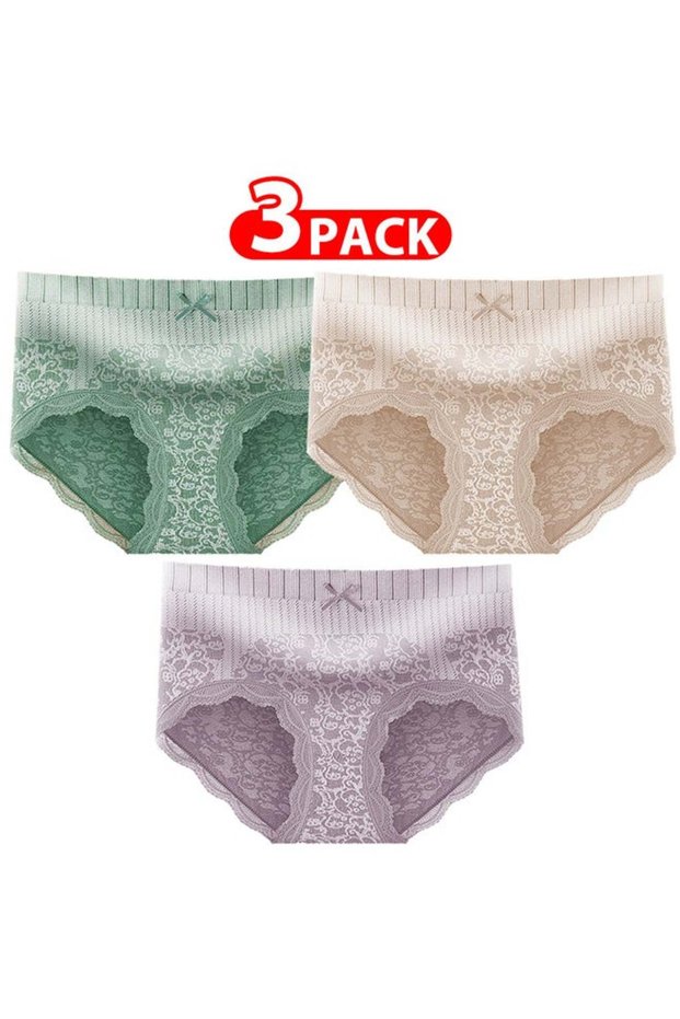 3 Packs Women's XL Size Lace Panties with High Waist Comfortable and Stylish Underwear
