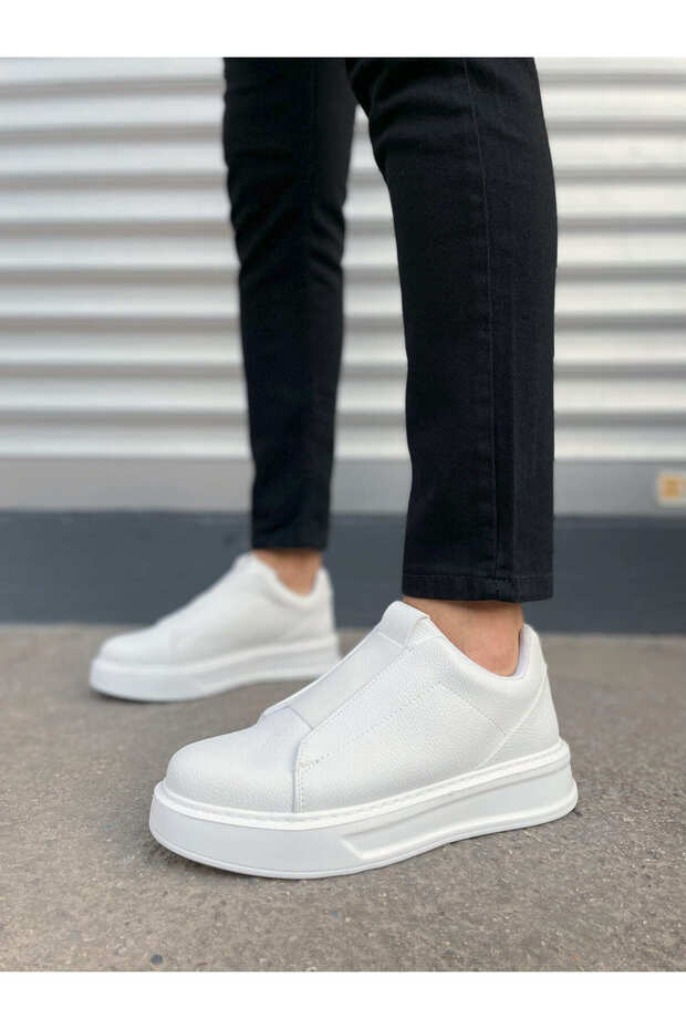 Jy007 Alba Laceless Leather Men's Casual Sneaker Shoes Cbt White