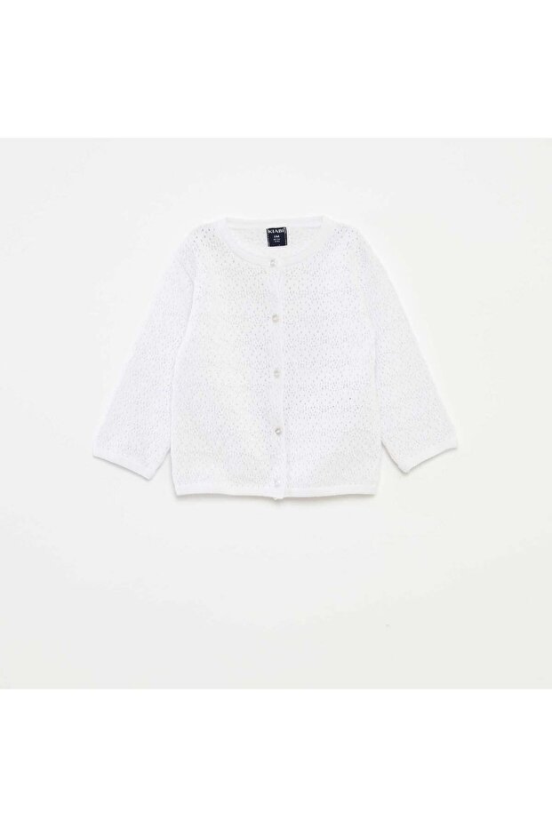 كارديجان أبيض محبوك بأزرار - 1