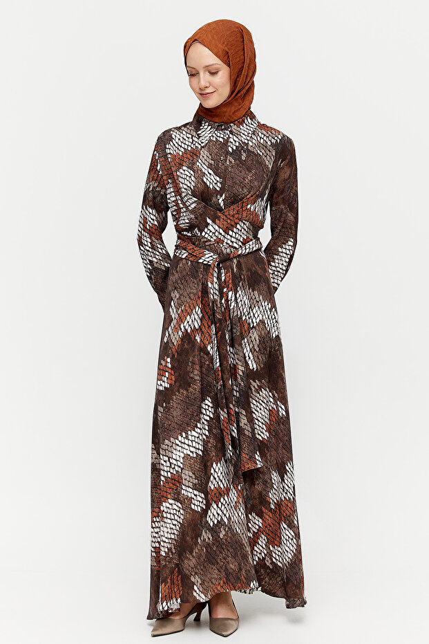 Desenli Floş Elbise - 3