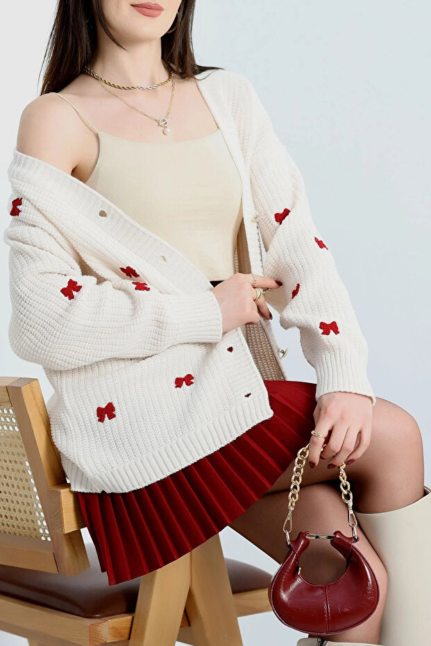 Triko Hırka Krem renk - 4