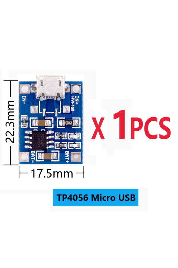 وحدة شاحن بطارية ليثيوم TP4056 5 فولت 1 أمبير مع لوحة شحن مع حماية من نوع Micro USB 1 قطعة