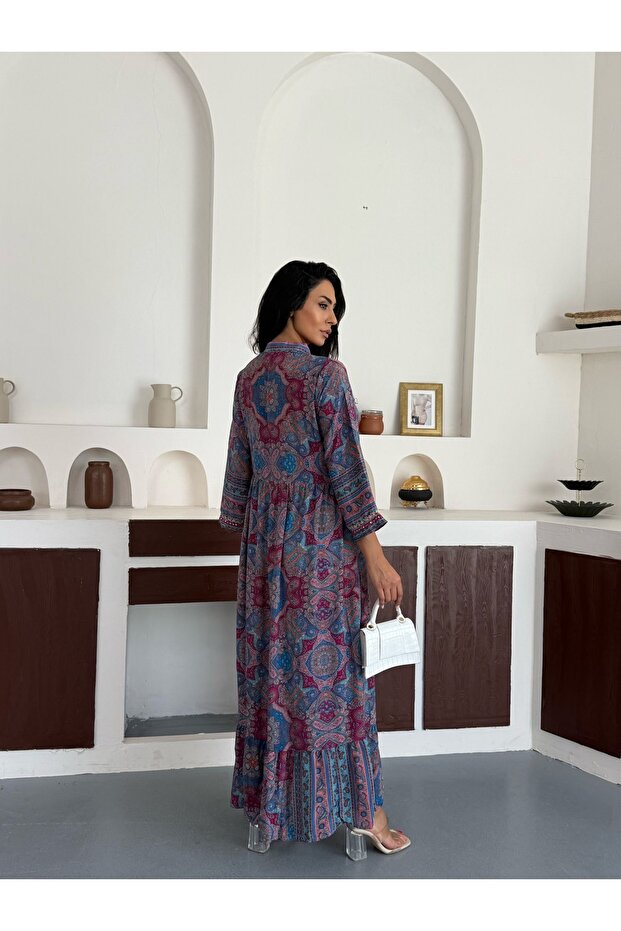 hint ipek etnik desen nakış işleme elbise 25444 - 2