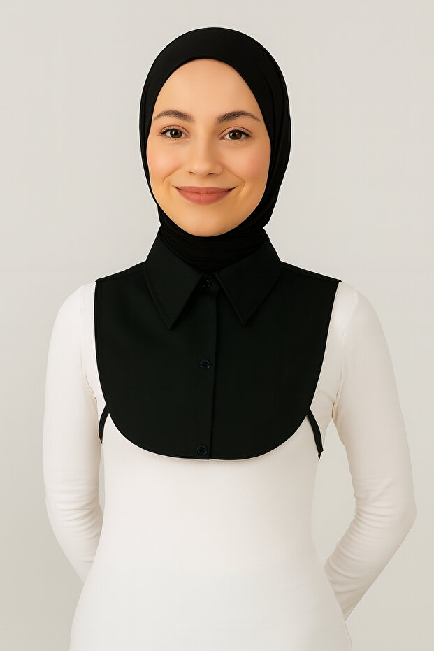 Mini Gömlek Görünümlü Düğmeli Boyunluk Yuvarlak Model Hafif Poplin Lastikli - 5