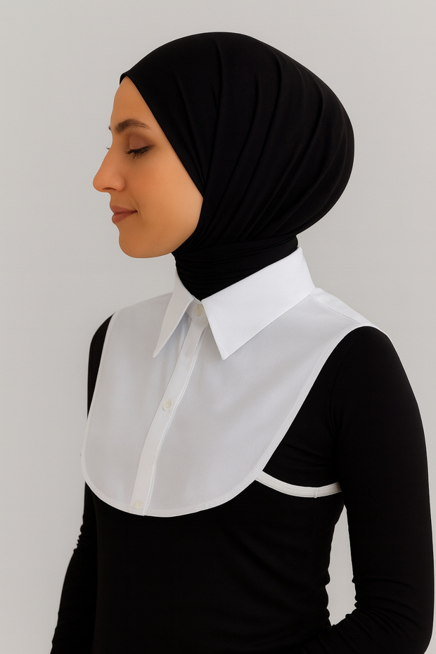 Mini Gömlek Görünümlü Düğmeli Boyunluk Yuvarlak Model Hafif Poplin Lastikli - 8