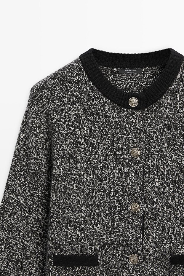 Dore düğmeli yün karışımlı triko hırka - 6