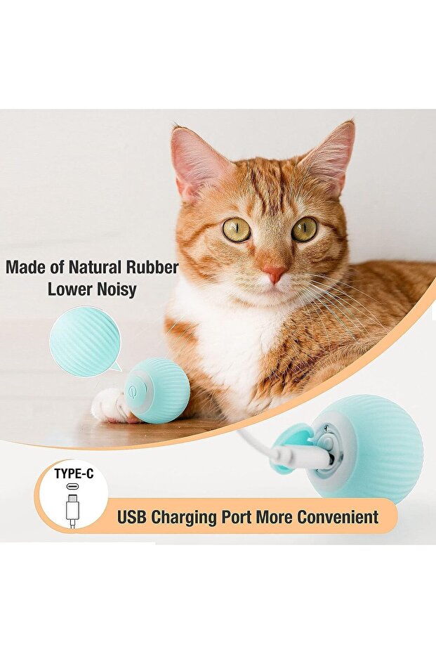 SKY-TOUCH Interactive Smart Cat Ball - Automatic 360° Rotating USB Rechargeable Toy - 3