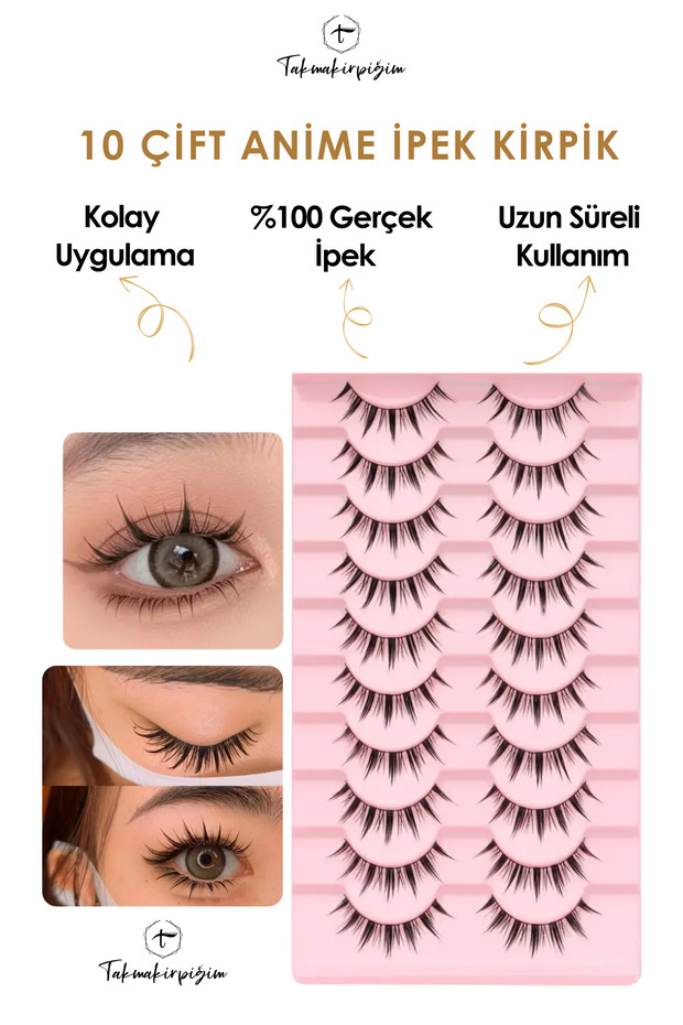 10 Çift Anime Islak Görünüm Takma İpek Kirpik Powerliner Şeffaf Kalem Yapıştırıcı - 1
