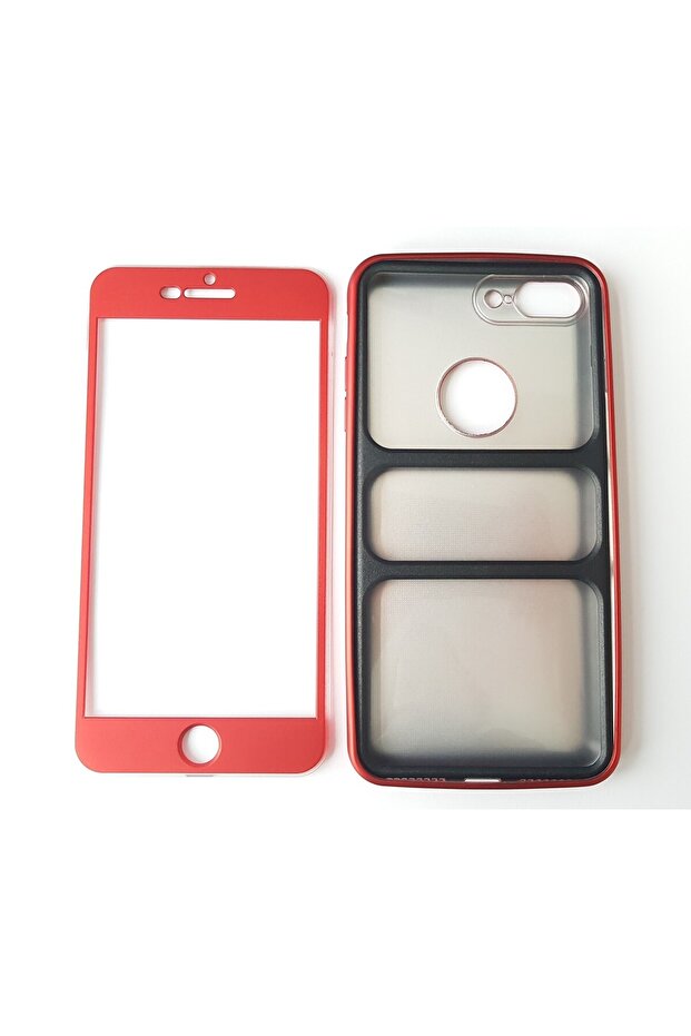 iPhone 7 Plus Full Silicone 360 Case Red - 4