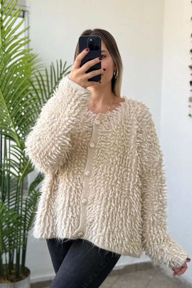 Crew Neck Knitwear Beige Fringed Knitwear