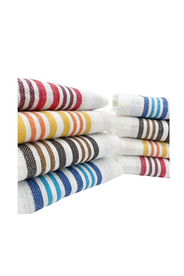 Pack of 8 - Honey Comb Stripe Kitchen Towel, 38x64cm
