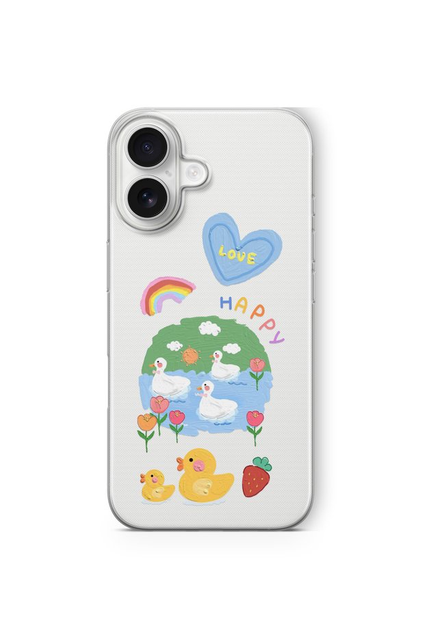 iPhone 17 Compatible Baby Duck Design Printed Transparent Case